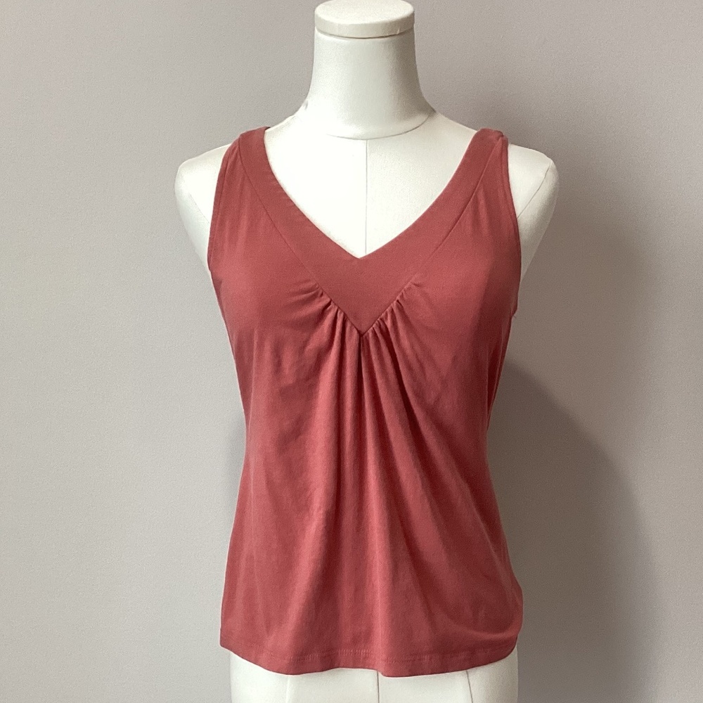 LOFT Persimmon Gathered V-Neck Cami Shell - SP